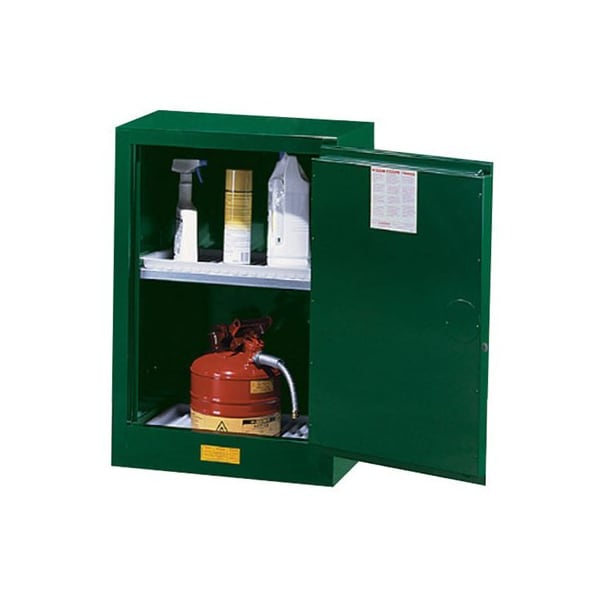 Justrite 12 gal, 1 Shelves, 18-Gauge Steel, 23.25 in W x 35 in H x 18 in D, Green JT891204 - main